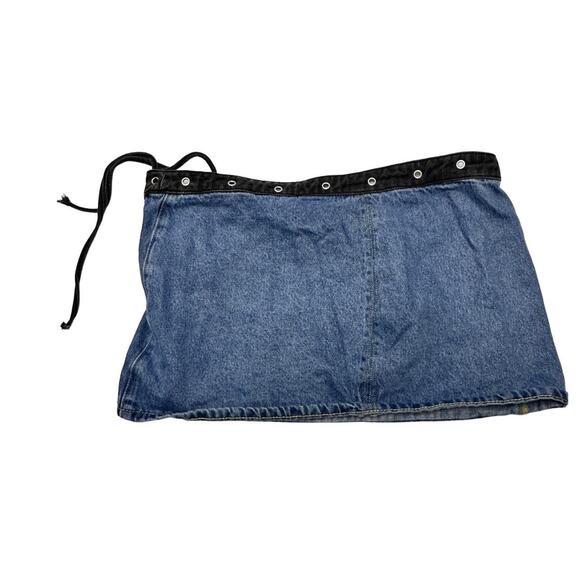 Denim Grunge Y2K Mini  Skirt With Lace Up Detail Size Medium - Picture 2 of 4